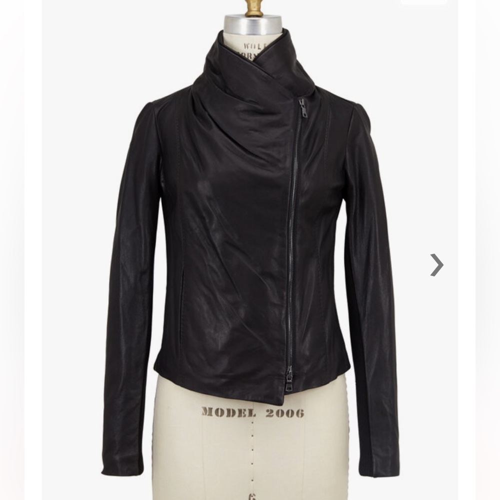 Vince Black Leather Scuba Jacket Sz L‎